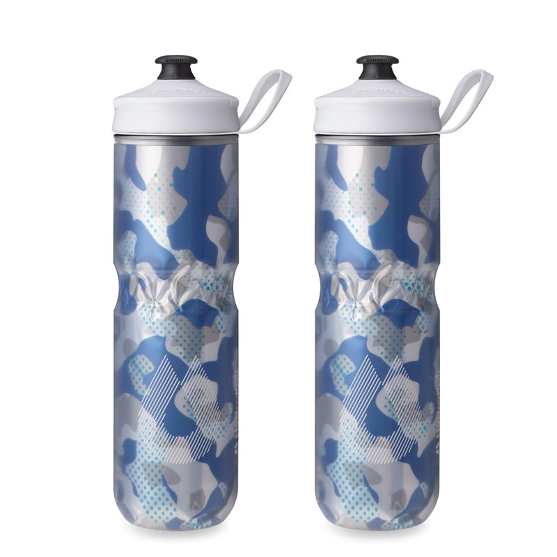 هيدراباك | زجاجة بولار - زجاجة مياه معزولة بولار سبورت - عبوة من قطعتين - خالية من مادة BPA، زجاجة ضغط للرياضة والدراجة بمقبض (أزرق فاتح، 700 مل / 24 أونصة) - Image 1